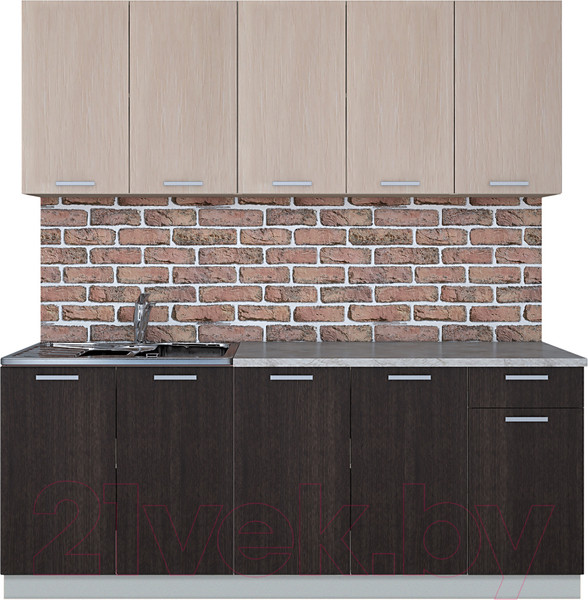 Изображение товара Кухонный гарнитур Интерлиния Мила Лайт 2.0 (дуб молочный/дуб венге/опал светлый)