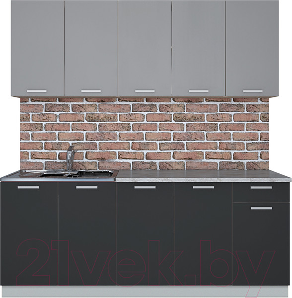 Изображение товара Кухонный гарнитур Интерлиния Мила Лайт 2.0 (серебро/антрацит/опал светлый)