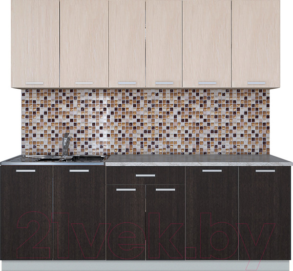 Изображение товара Кухонный гарнитур Интерлиния Мила Лайт 2.2 (дуб молочный/дуб венге/опал светлый)