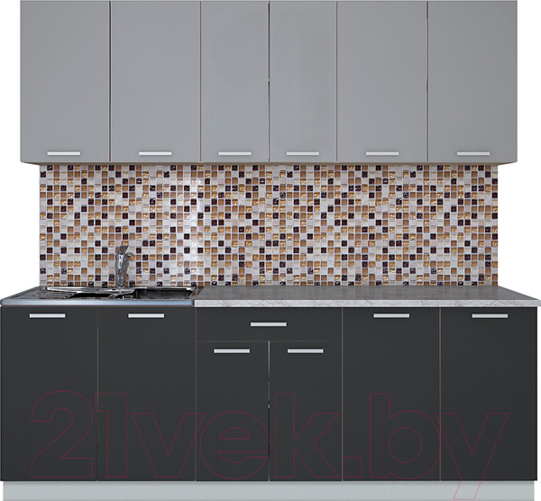 Изображение товара Кухонный гарнитур Интерлиния Мила Лайт 2.2 (серебро/антрацит/опал светлый)