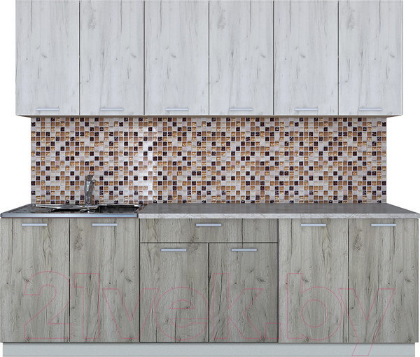 Изображение товара Кухонный гарнитур Интерлиния Мила Лайт 2.4 (дуб белый/дуб серый/опал светлый)