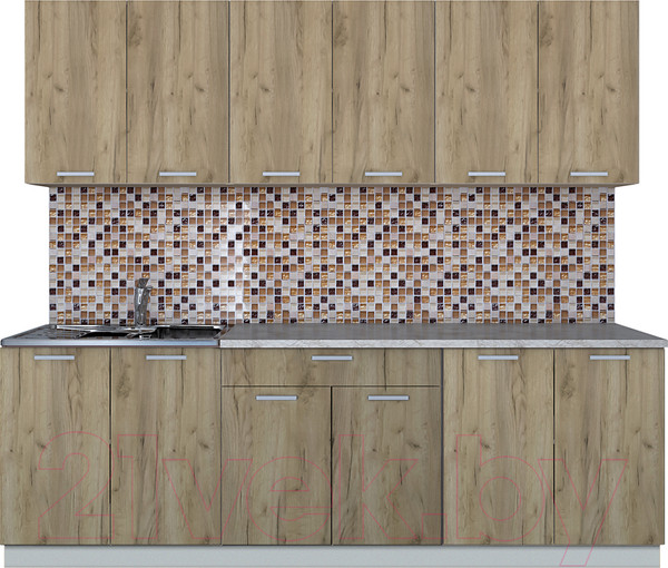 Изображение товара Кухонный гарнитур Интерлиния Мила Лайт 2.4 (дуб золотой/опал светлый)