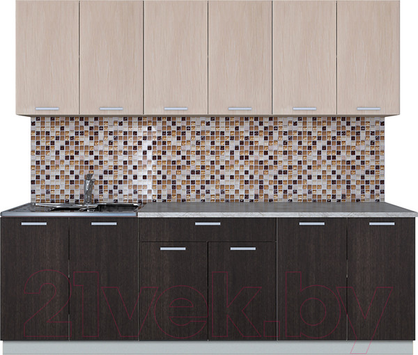 Изображение товара Кухонный гарнитур Интерлиния Мила Лайт 2.4 (дуб молочный/дуб венге/опал светлый)