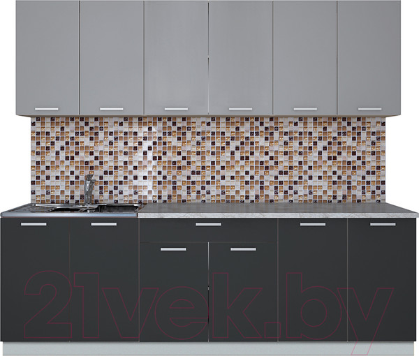 Изображение товара Кухонный гарнитур Интерлиния Мила Лайт 2.4 (серебро/антрацит/опал светлый)