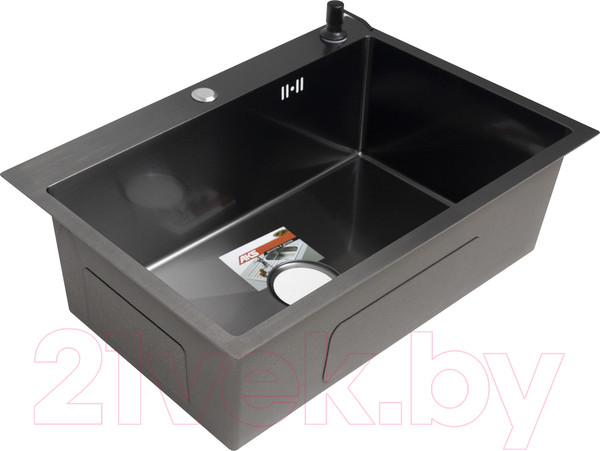 Изображение товара Мойка кухонная AKS Прямоугольная 70x46 (черная сталь)