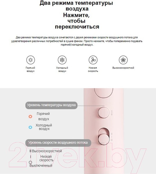Изображение товара Компактный фен Xiaomi Compact Hair Dryer H101 BHR7475EU (белый)