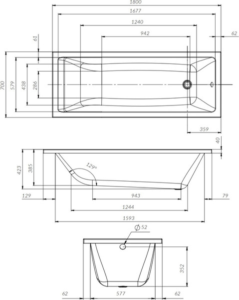 Изображение товара Ванна акриловая AM.PM Gem 180x70 / W93A-180-070W-A