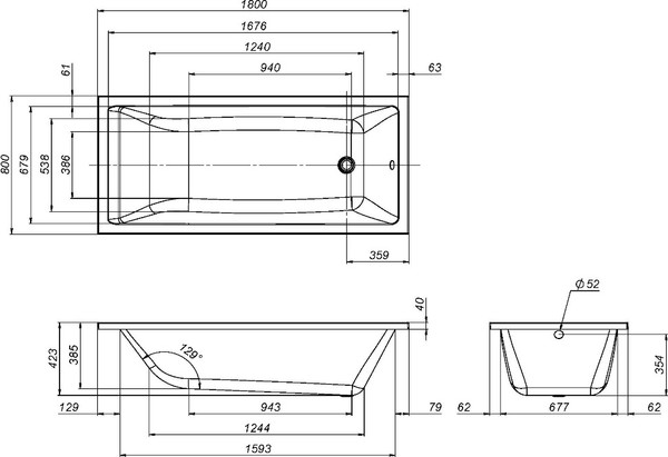Изображение товара Ванна акриловая AM.PM Gem 180x80 / W93A-180-080W-A