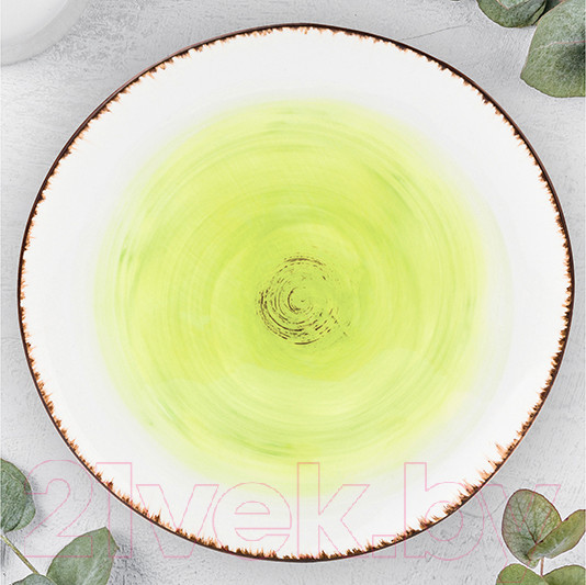 Изображение товара Тарелка закусочная (десертная) Elan Gallery Кантри / 760064 (зеленый)