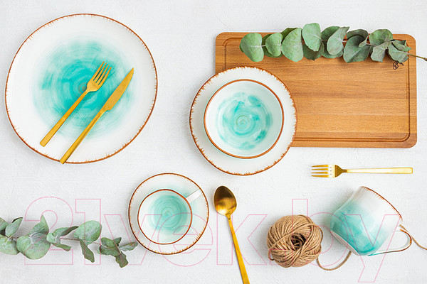 Изображение товара Тарелка закусочная (десертная) Elan Gallery Кантри / 760102 (бирюзовый)