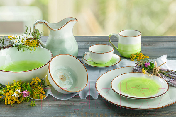 Изображение товара Тарелка столовая обеденная Elan Gallery Кантри / 760092 (зеленый)