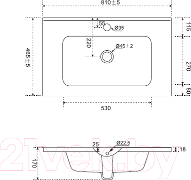 Изображение товара Умывальник AM.PM Struktura M9SWCC0801WG