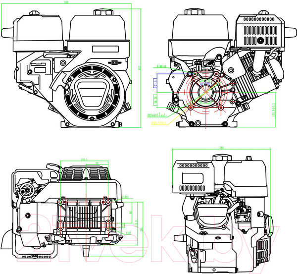 Изображение товара Двигатель бензиновый Lifan KP460E-R D22 18A (20лс 18А, сцепление и редуктор 2:1)