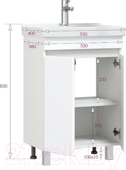 Изображение товара Тумба под умывальник Onika Милтон Квадро 55 (105561)