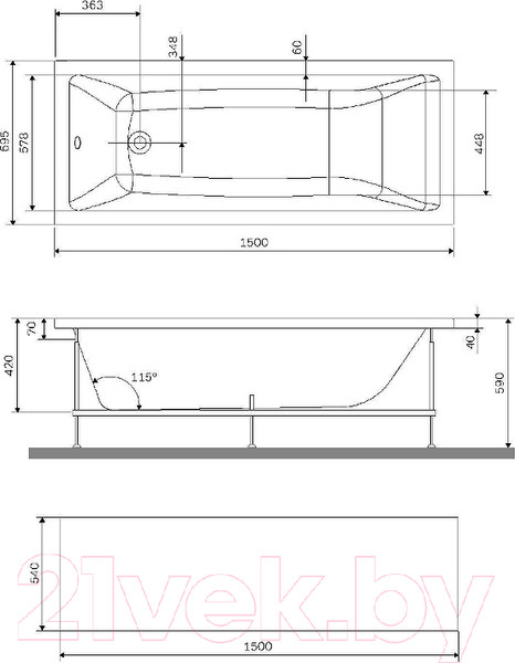 Изображение товара Экран для ванны AM.PM Gem 150x70 W93A-150-070W-P