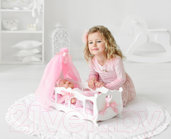 Изображение товара Аксессуар для куклы Leader Toys Diamond Princess Кроватка c пост. бельем и балдахином / 71519 (белый)