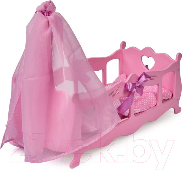 Изображение товара Аксессуар для куклы Leader Toys Diamond Princess Кроватка с пост. бельем и балдахином / 72519 (розовый)