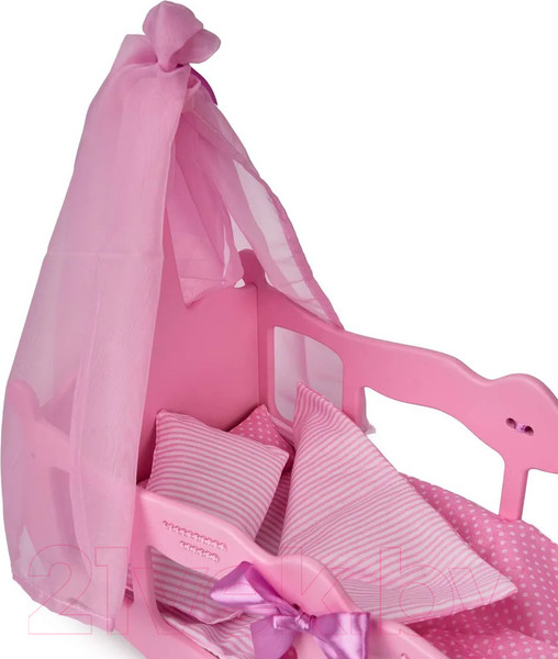 Изображение товара Аксессуар для куклы Leader Toys Diamond Princess Кроватка с пост. бельем и балдахином / 72519 (розовый)