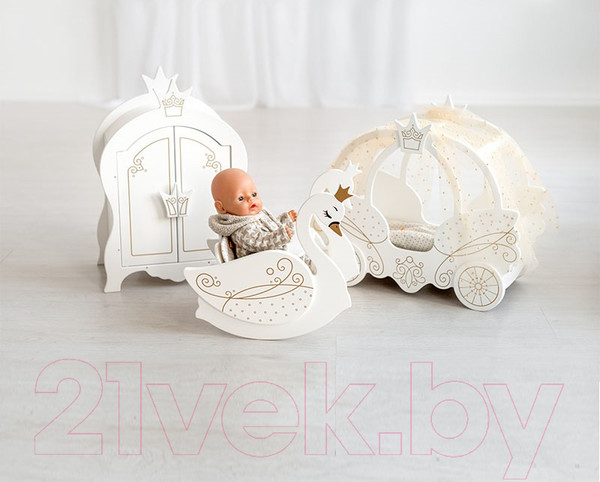 Изображение товара Аксессуар для куклы Leader Toys Shining Crown Стульчик для кормления Изящный лебедь / 72220 (белый)