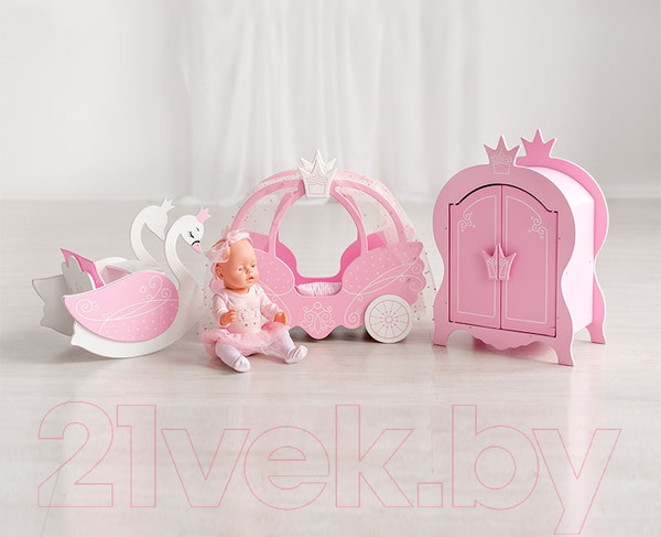 Изображение товара Аксессуар для куклы Leader Toys Shining Crown Стульчик для кормления Изящный лебедь / 71220 (розовый)