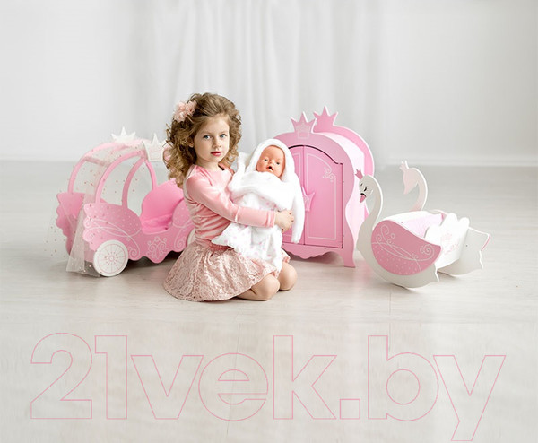 Изображение товара Аксессуар для куклы Leader Toys Shining Crown Стульчик для кормления Изящный лебедь / 71220 (розовый)