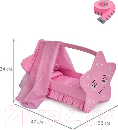 Изображение товара Аксессуар для куклы Leader Toys Diamond Star Кроватка Звездочка / 74119 (розовый)