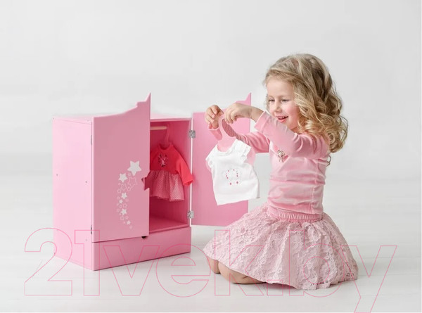 Изображение товара Аксессуар для куклы Leader Toys Diamond Star Шкаф c дизайнерским звездным принтом / 74219 (розовый)