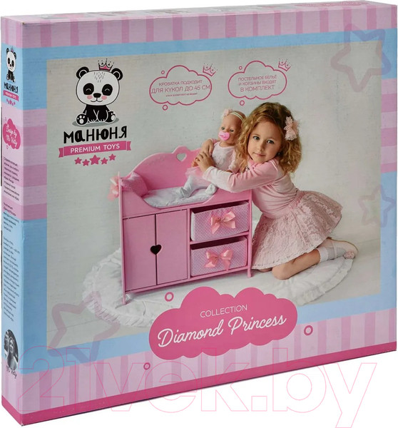 Изображение товара Набор аксессуаров для куклы Leader Toys Diamond Princes Комплекс c постельным бельем / 72319 (розовый)