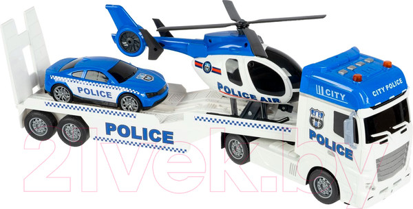 Изображение товара Автовоз игрушечный Bondibon Парк техники Полиция Вертолет и машина / ВВ6154