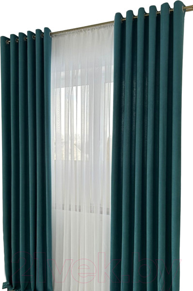 Изображение товара Комплект штор Модный текстиль Канвас 06L / 112MTKANVASMO2-5 (250x360, 2шт, бирюзовый/золото)