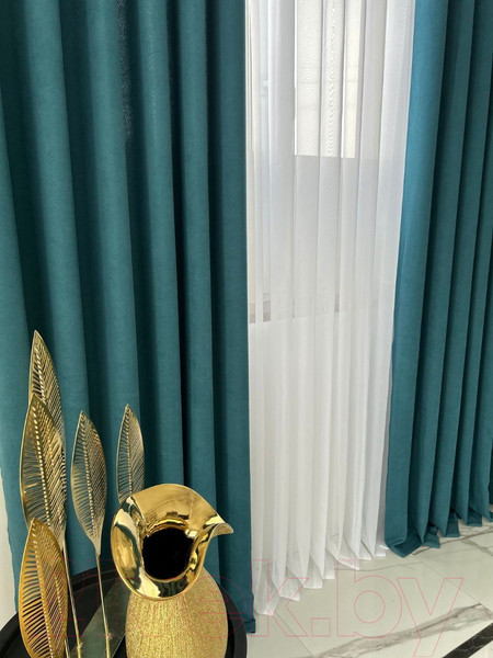 Изображение товара Комплект штор Модный текстиль Канвас 06L / 112MTKANVASMO2-5 (250x360, 2шт, бирюзовый/золото)