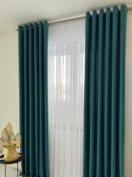 Изображение товара Комплект штор Модный текстиль Канвас 09L / 112MTKANVASMO2-5 (250x360, 2шт, бирюзовый/античный)