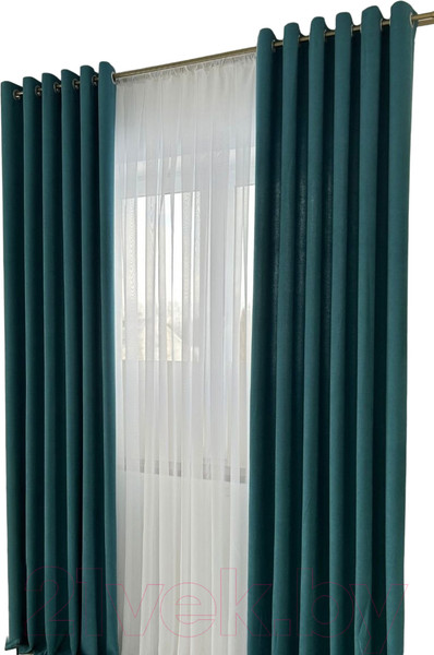 Изображение товара Комплект штор Модный текстиль Канвас 03L / 112MTKANVASMO2-5 (250x420, 2шт, бирюзовый/серебристый матовый)