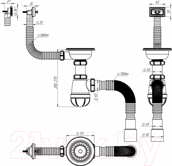 Изображение товара Сифон Aquant B0178-20-MR