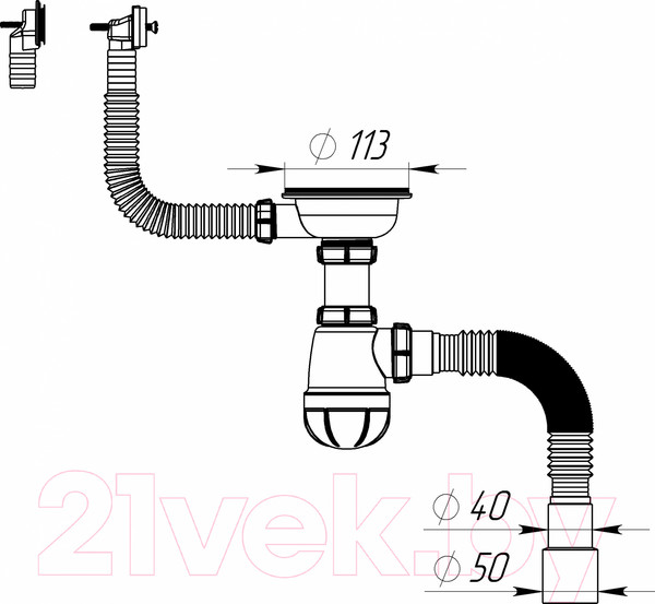 Изображение товара Сифон Aquant B0178-20-MR