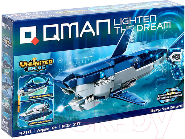 Изображение товара Конструктор Qman Безграничные Идеи. Акула 3 в 1 42113 / 9673016 (237эл)