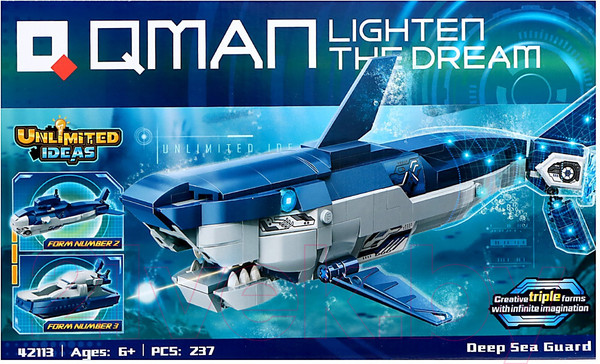 Изображение товара Конструктор Qman Безграничные Идеи. Акула 3 в 1 42113 / 9673016 (237эл)