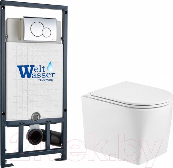 Изображение товара Унитаз подвесной с инсталляцией WeltWasser Marberg 507 + Nesenbach 004 GL-WT + Mar 507 RD-CR