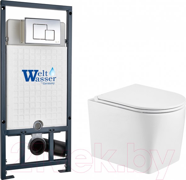 Изображение товара Унитаз подвесной с инсталляцией WeltWasser Marberg 507 + Nesenbach 004 GL-WT + Mar 507 SE-CR