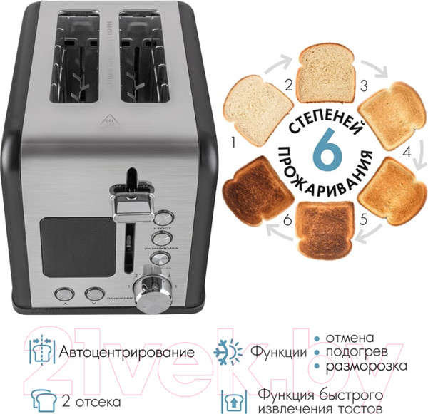 Изображение товара Тостер Tuarex TK-6003 (черный/стальной)