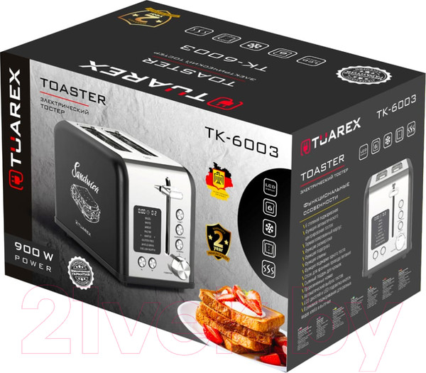 Изображение товара Тостер Tuarex TK-6003 (черный/стальной)