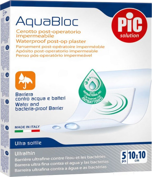 Изображение товара Пластырь Pic Solution Aquabloc Стерильный послеоперационный водонепроницаемый (10x10см, 5шт)