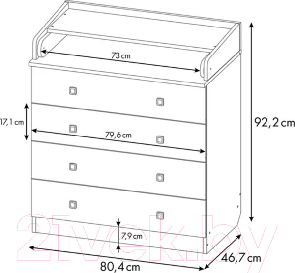 Изображение товара Комод пеленальный Фея Жарафик 1580 / 0001041.9.16 (белый)