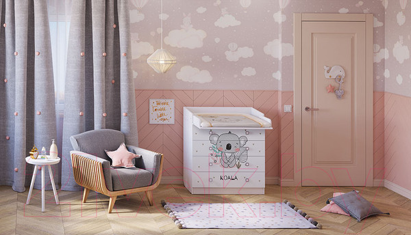 Изображение товара Комод пеленальный Фея Коала 1580 / 0001041.9.17 (белый)