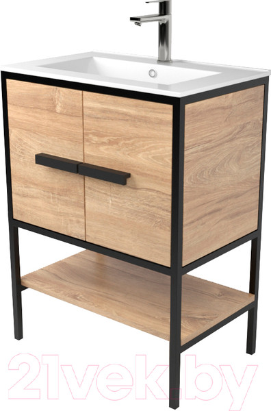 Изображение товара Тумба под умывальник Дабер 010 WeltWasser Deilbach 7517-60 / Т10.6W.2.6 (черный/дуб канзас коричневый)