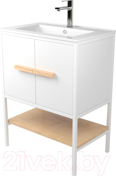 Изображение товара Тумба под умывальник Дабер 010 WeltWasser Deilbach 7517-60 / Т10.6W.1.5 (белый/дуб гамильтон натуральный)