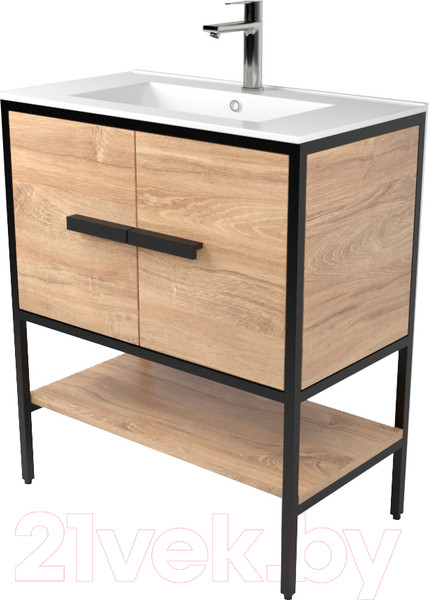 Изображение товара Тумба под умывальник Дабер 010 WeltWasser Deilbach 7517-70 / Т10.7W.2.6 (черный/дуб канзас коричневый)