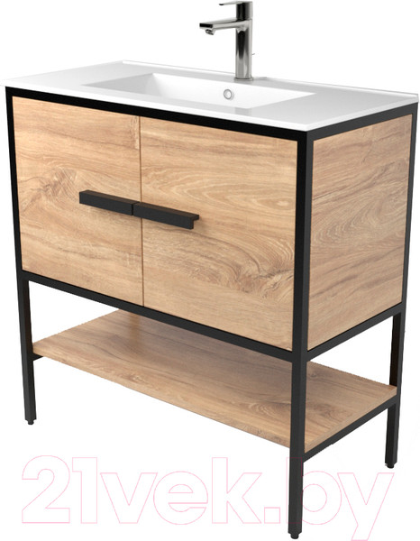 Изображение товара Тумба под умывальник Дабер 010 WeltWasser Deilbach 7517-80 / Т10.8W.2.6 (черный/дуб канзас коричневый)