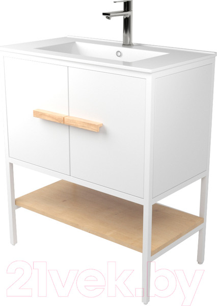 Изображение товара Тумба под умывальник Дабер 010 WeltWasser Deilbach 7517-80 / Т10.8W.1.5 (белый/дуб гамильтон натуральный)