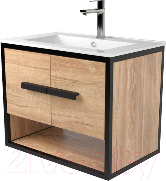 Изображение товара Тумба под умывальник Дабер 009 WeltWasser Deilbach 7517-60 / Т9.6W.2.6 (черный/дуб канзас коричневый)